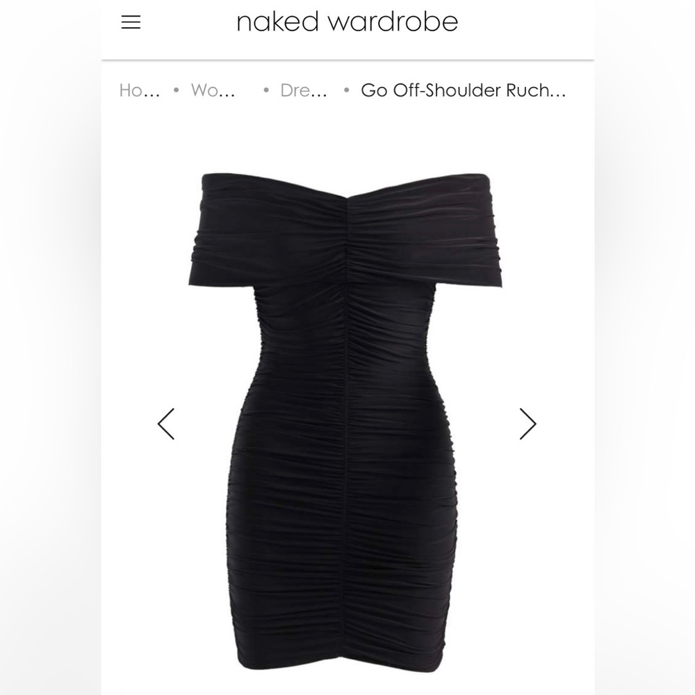 Naked Wardrobe Go Off-Shoulder Ruched Dress XS - Hourglass Collection NWT